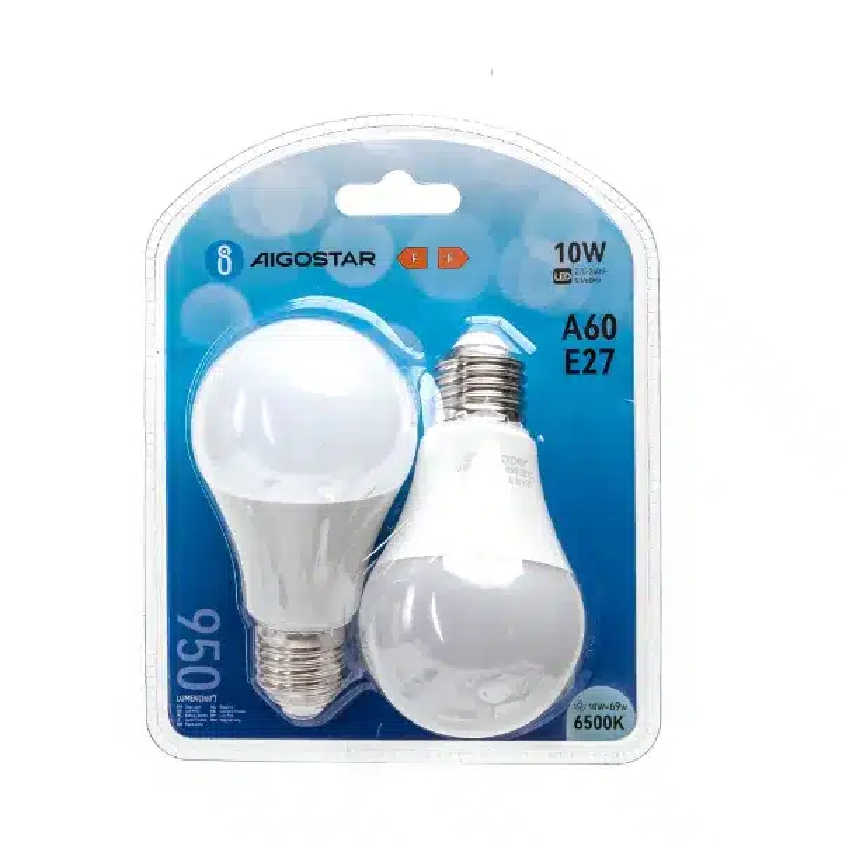 Λάμπες LED Σετ 2 τμχ A60 E27 10W 6400Κ Ψυχρό Λευκό Aigostar