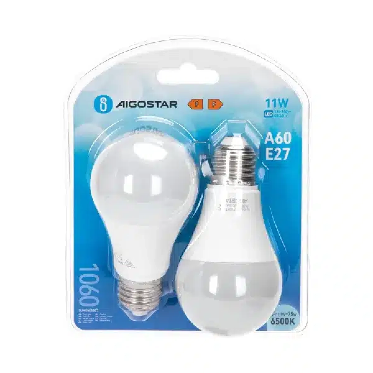 Λάμπες LED Σετ 2 τμχ A60 E27 11W 6400Κ Ψυχρό Λευκό Aigostar