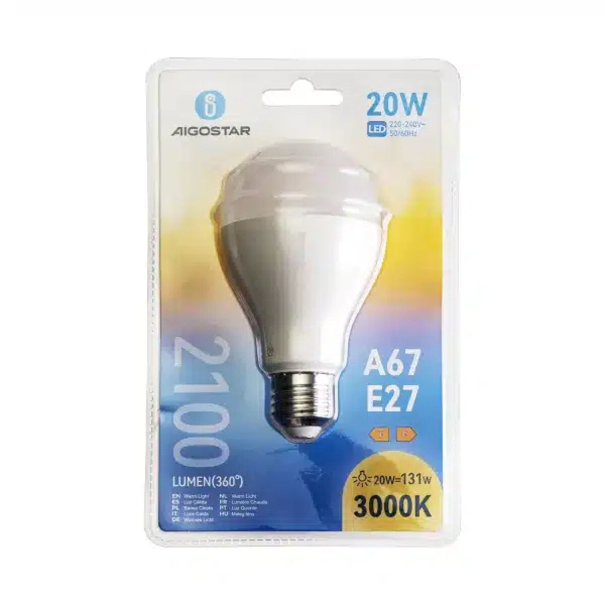 Λάμπα LED A67 E27 20W 3000Κ Θερμό Λευκό Aigostar