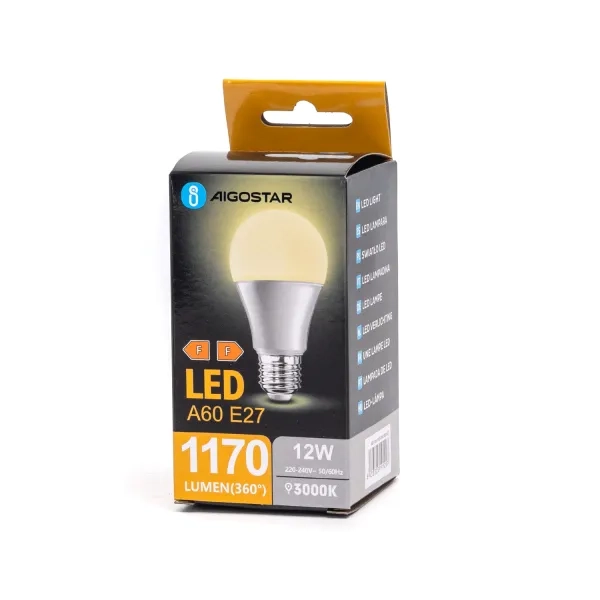 Λάμπα LED A60 E27 12W 3000Κ Θερμό Λευκό Aigostar