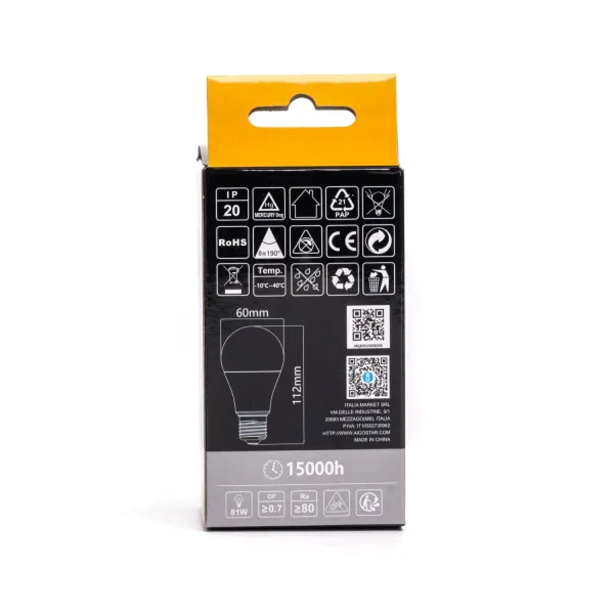 Λάμπα LED A60 E27 12W 3000Κ Θερμό Λευκό Aigostar