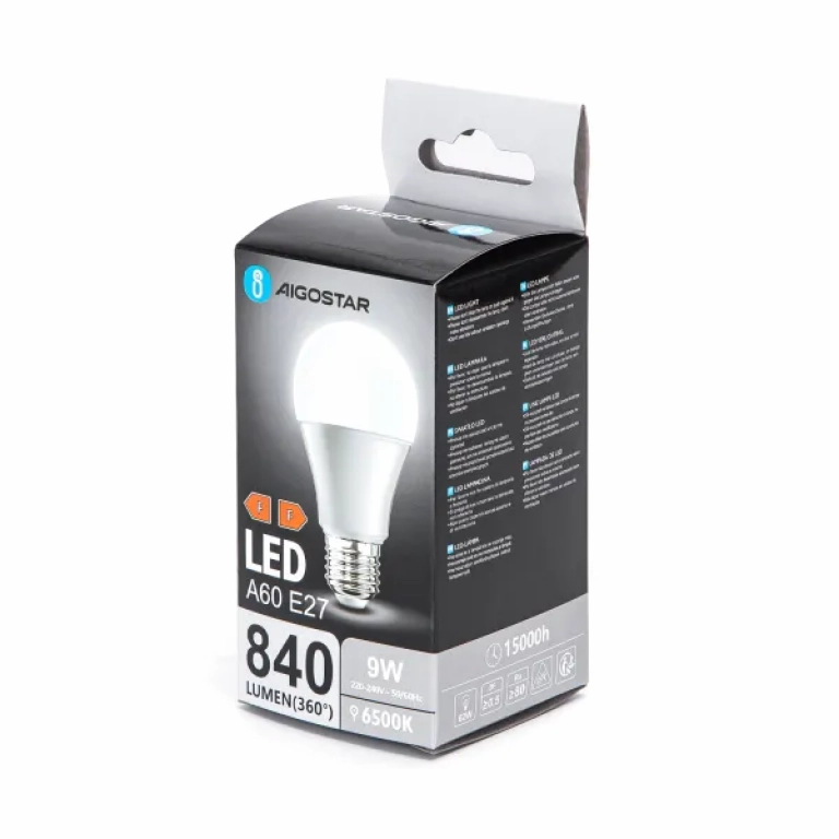 Λάμπα LED A60 E27 9W 6500Κ Ψυχρό Λευκό Aigostar