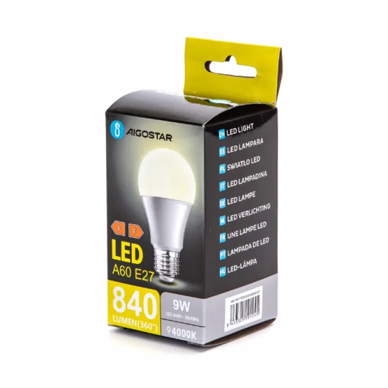 Λάμπα LED A60 E27 9W 4000Κ Φυσικό Λευκό Aigostar