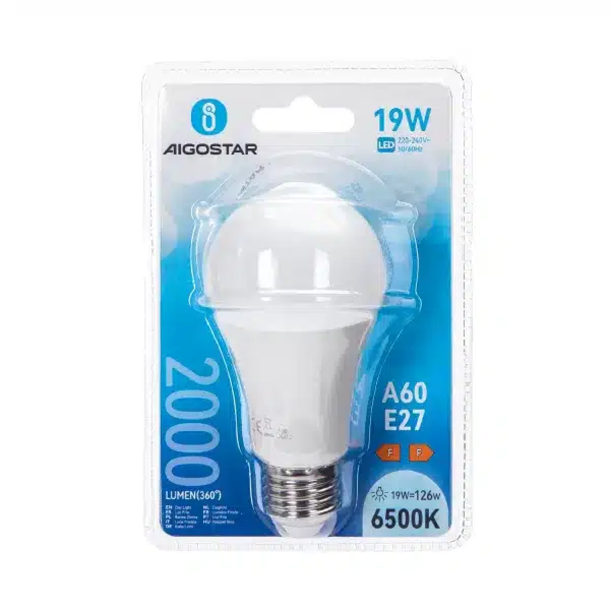 Λάμπα LED A60 E27 19W 6400Κ Ψυχρό Λευκό Aigostar
