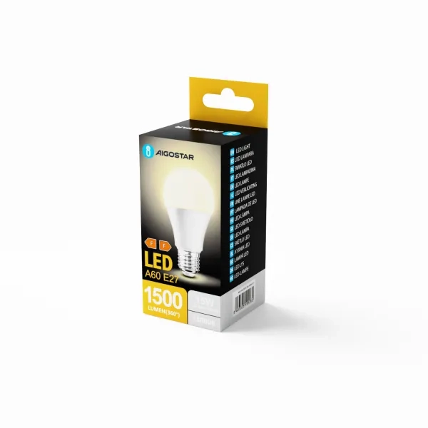 Λάμπα LED A60 E27 15W 3000Κ Θερμό Λευκό Aigostar