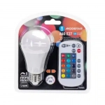 Ρυθμιζόμενη Λάμπα LED A60 E27 8W RGB+W με τηλεχειριστήριο ρύθμισης έντασης & αλλαγής 16 χρωμάτων Aigostar