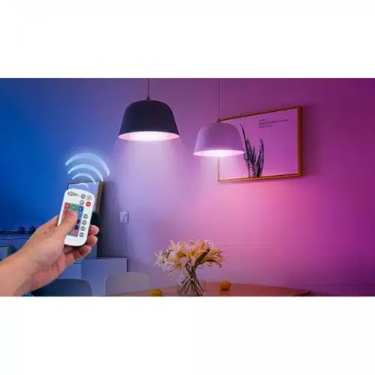 Ρυθμιζόμενη Λάμπα LED A60 E27 8W RGB+W με τηλεχειριστήριο ρύθμισης έντασης & αλλαγής 16 χρωμάτων Aigostar