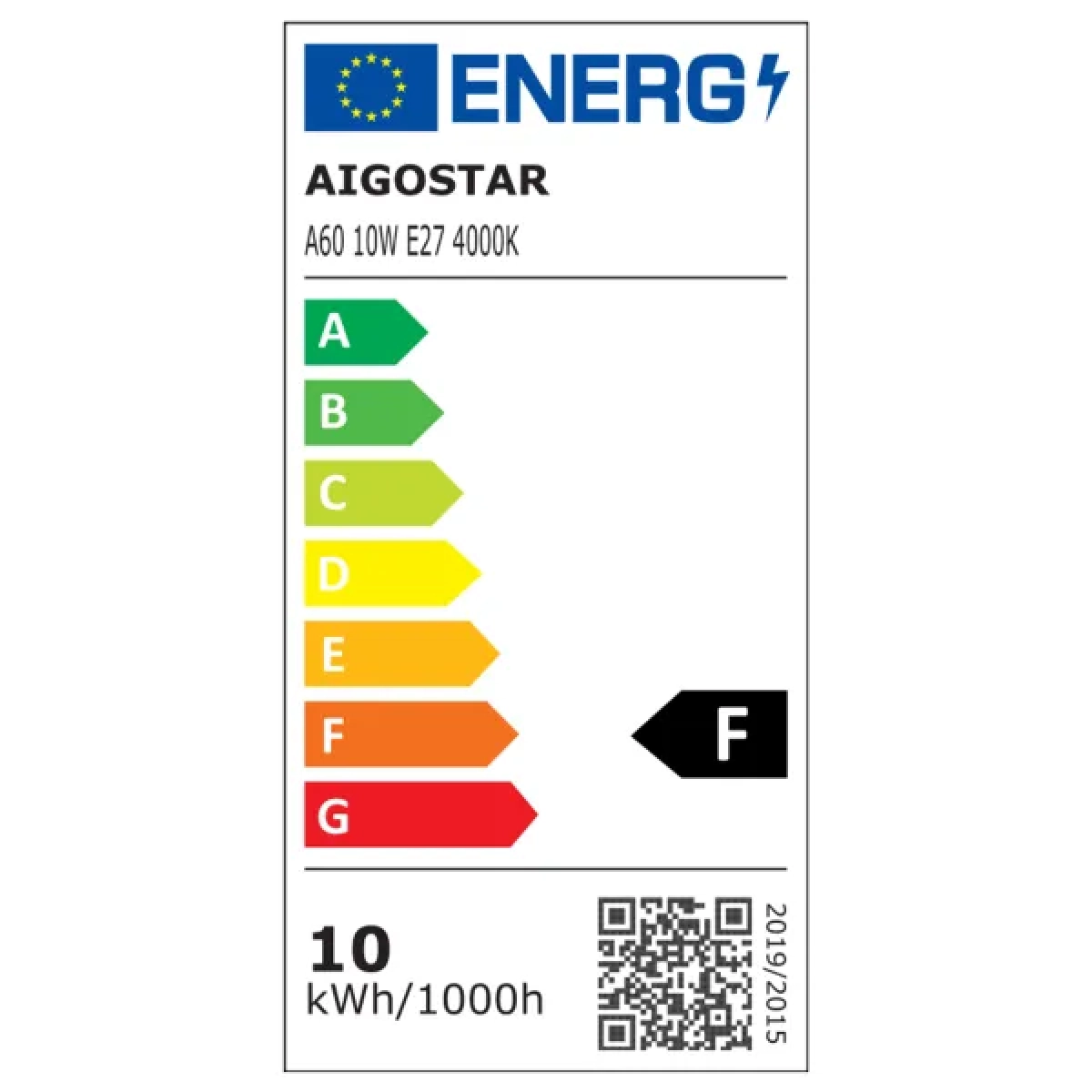 Λάμπα LED A60 E27 10W 4000Κ Φυσικό Λευκό Aigostar
