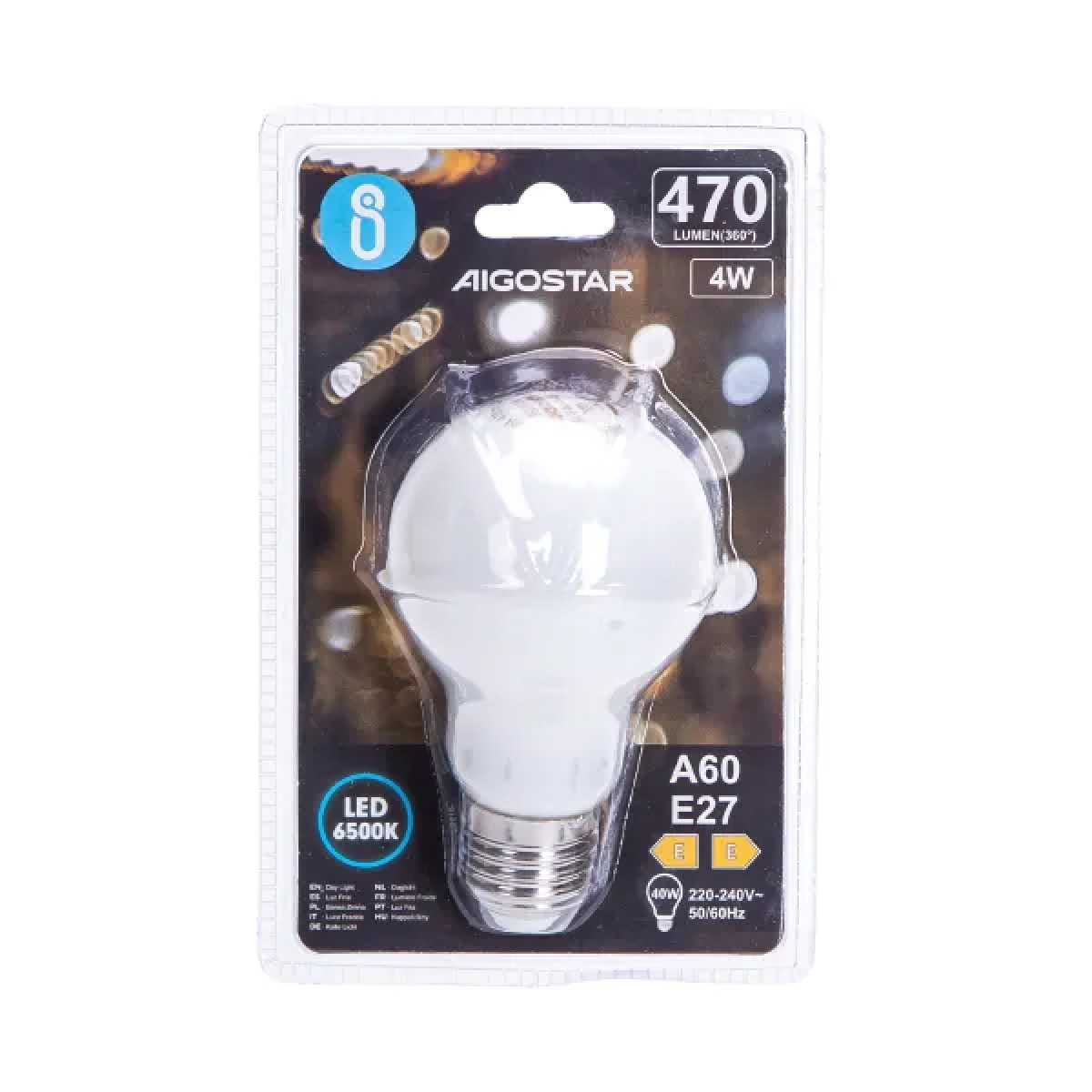 Λάμπα LED Milky White A60 E27 4W 6500K Aigostar