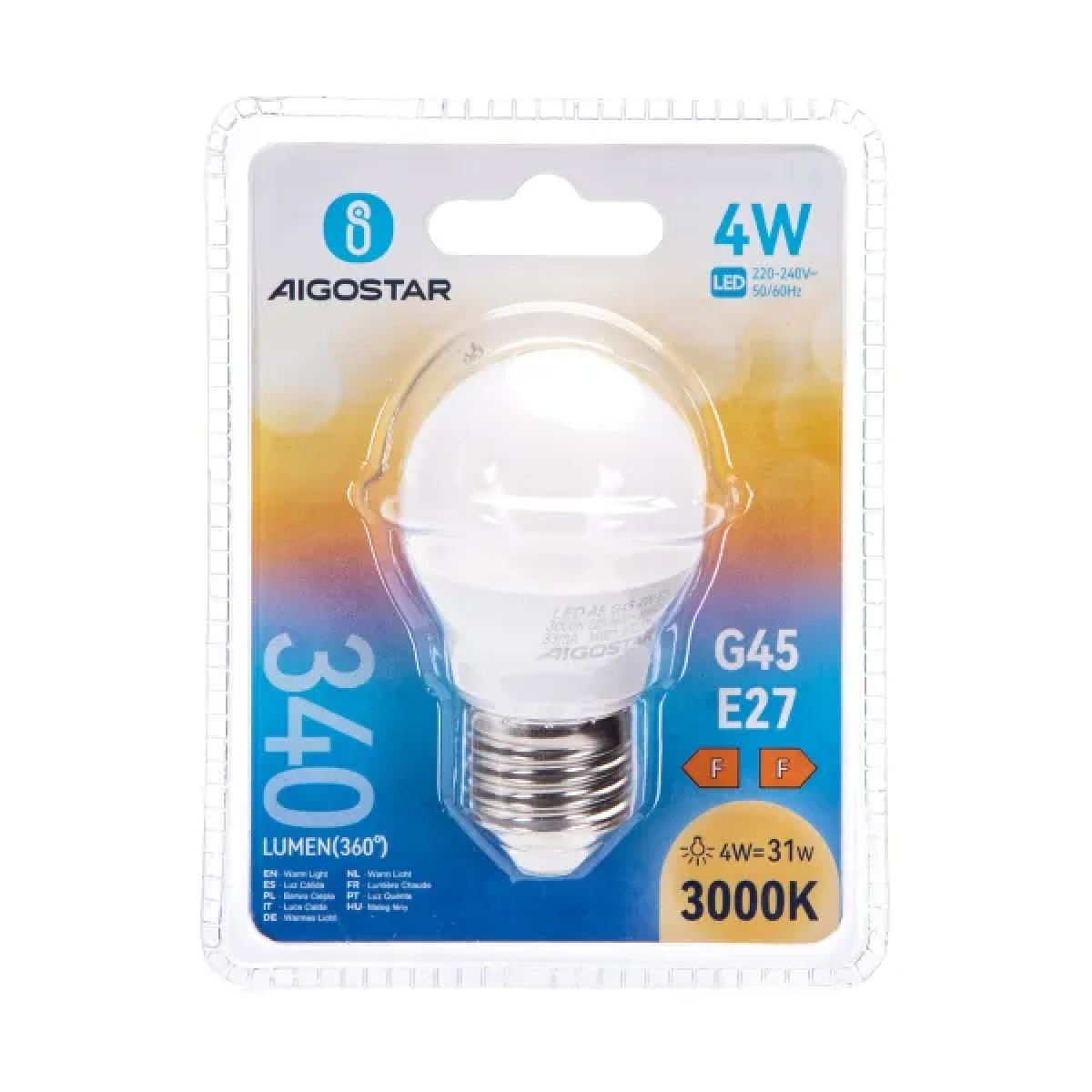 Λάμπα LED G45 E27 4W 3000K Aigostar
