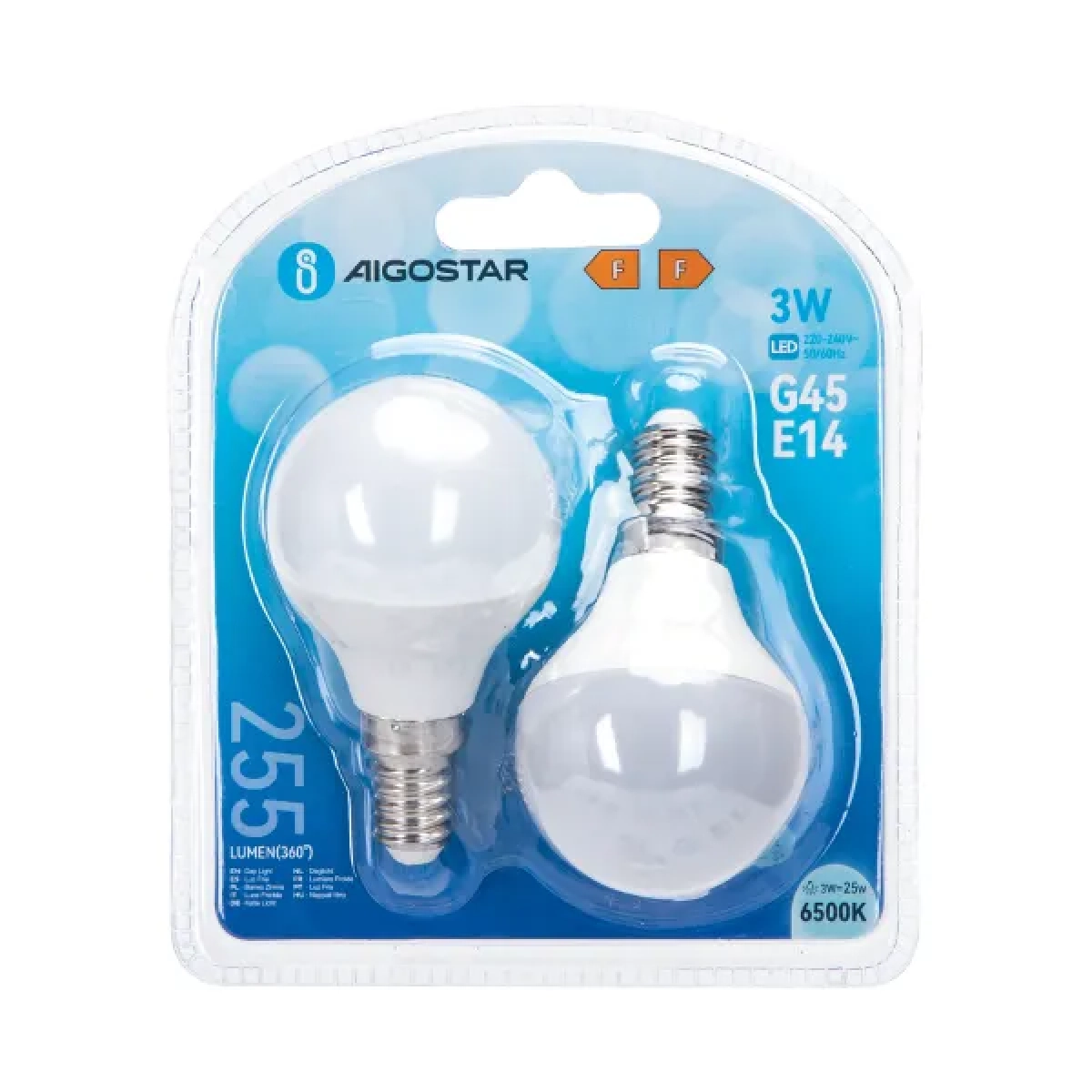 Λάμπες LED Σετ 2 τμχ G45 E14 3W 6500K Aigostar