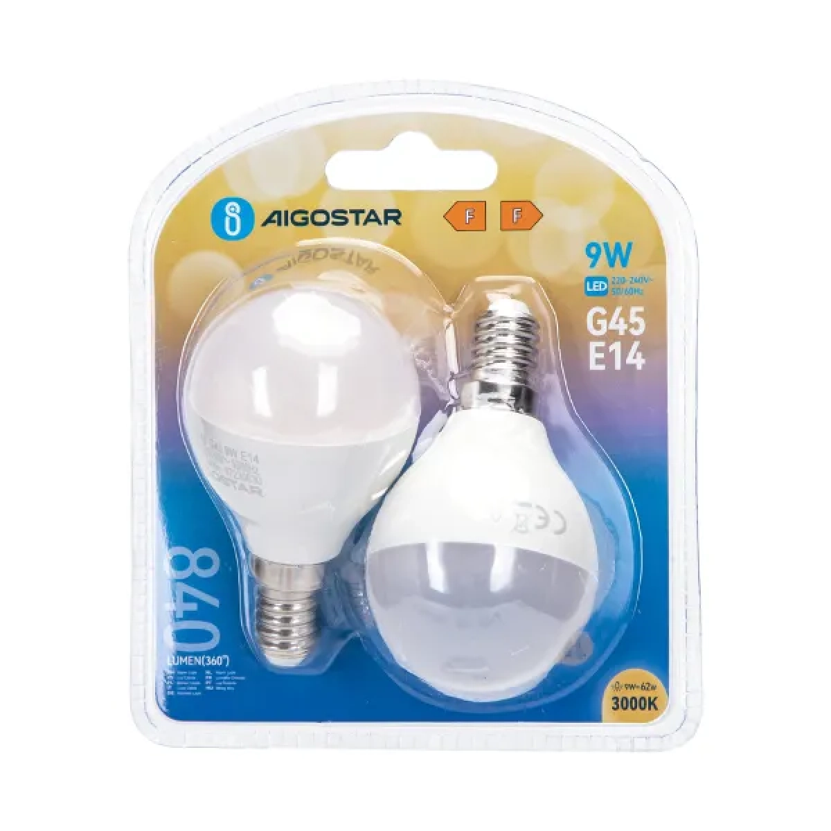 Λάμπες LED Σετ 2 τμχ G45 E14 9W 3000K Aigostar