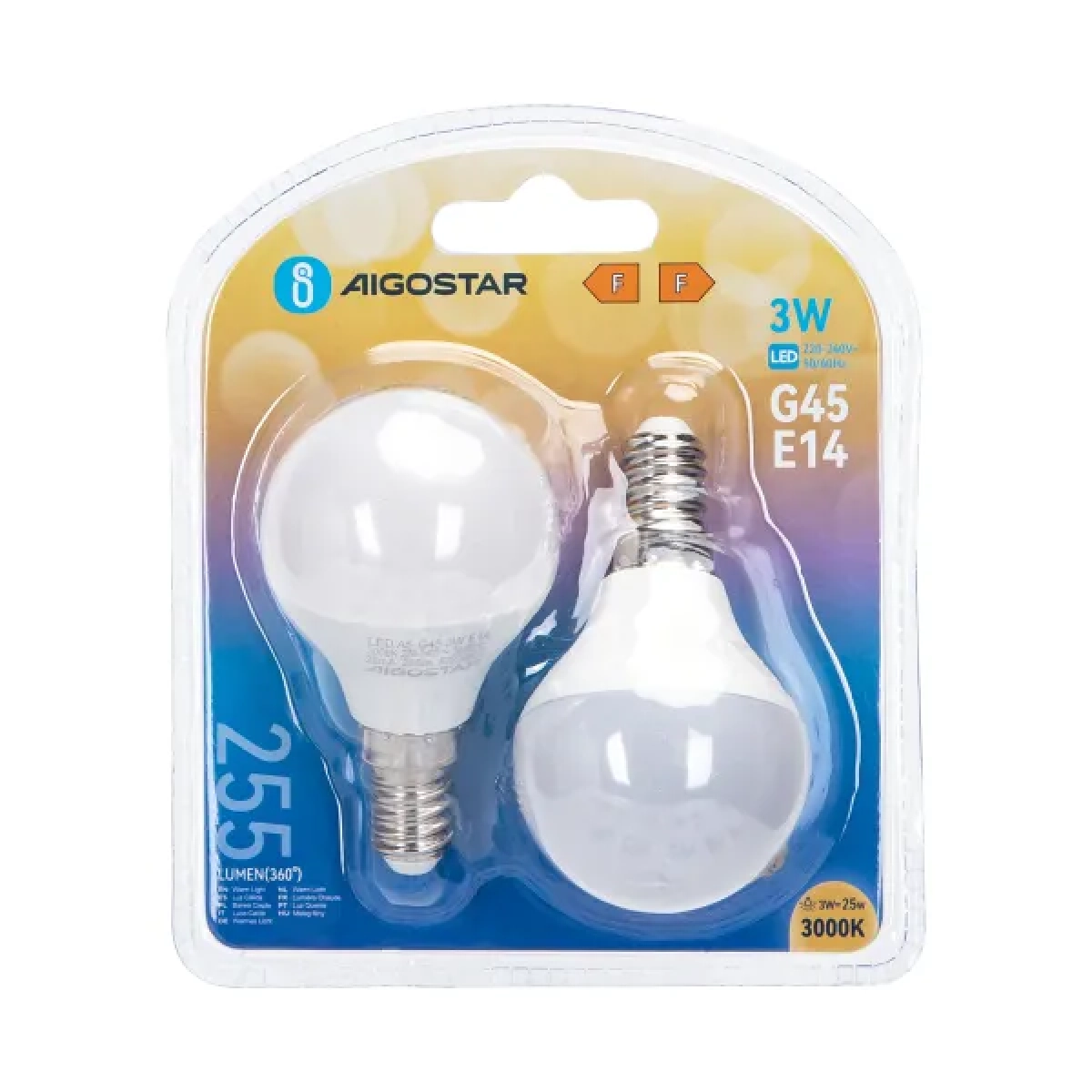 Λάμπες LED Σετ 2 τμχ G45 E14 3W 3000K Aigostar