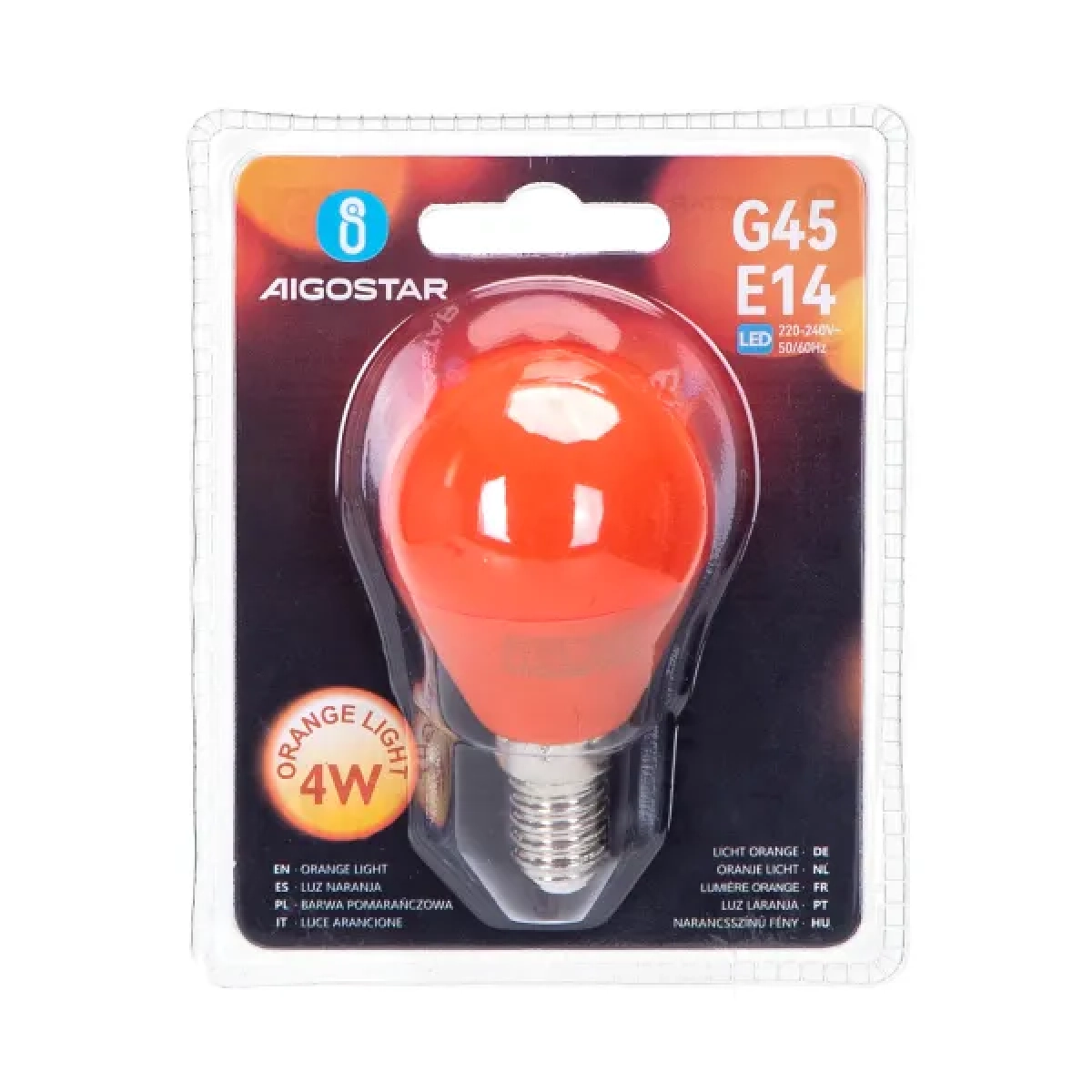 Λάμπα LED G45 E14 4W σε Πορτοκαλί Χρώμα Aigostar