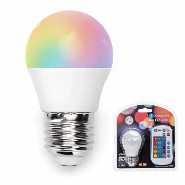 Λάμπα LED G45 E27 4,8W RGB+W Aigostar