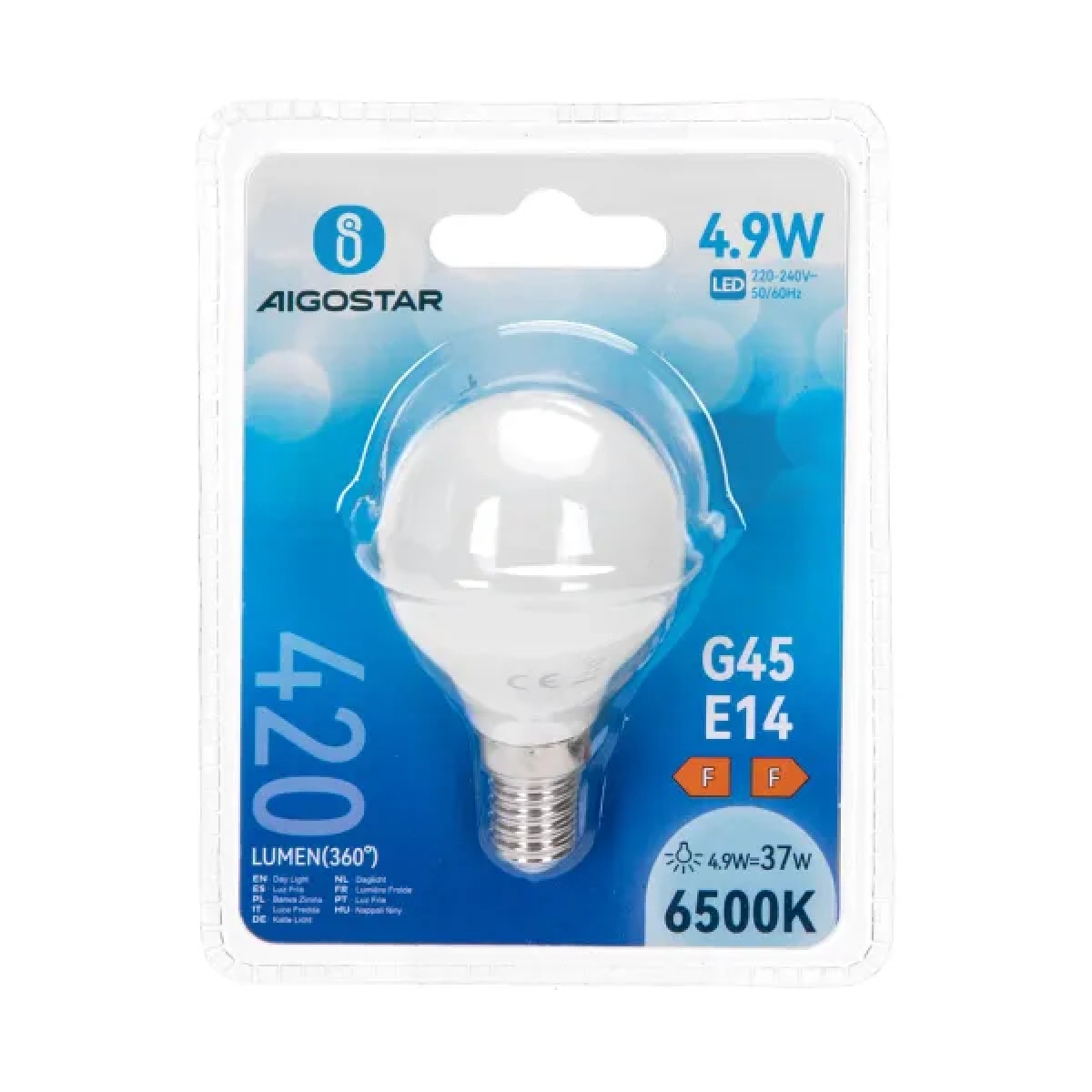 Λάμπα LED G45 E14 4,9W 6500Κ Aigostar