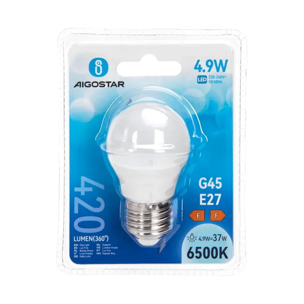 Λάμπα LED G45 E27 4,9W 6500Κ Aigostar