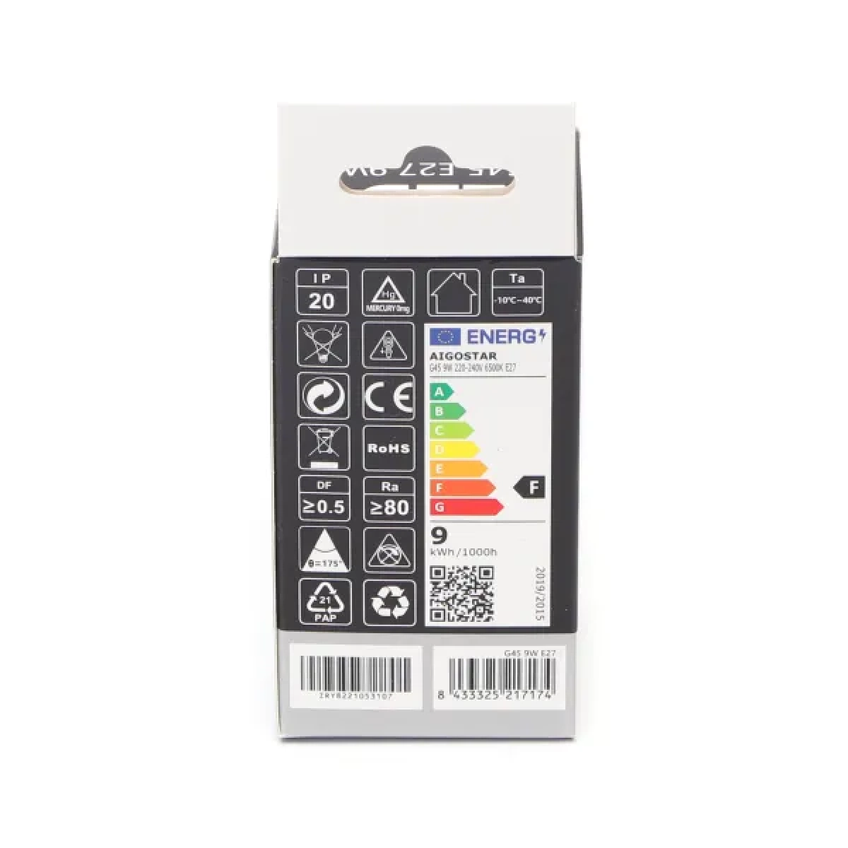 Λάμπα LED G45 E27 9W 6500K Aigostar