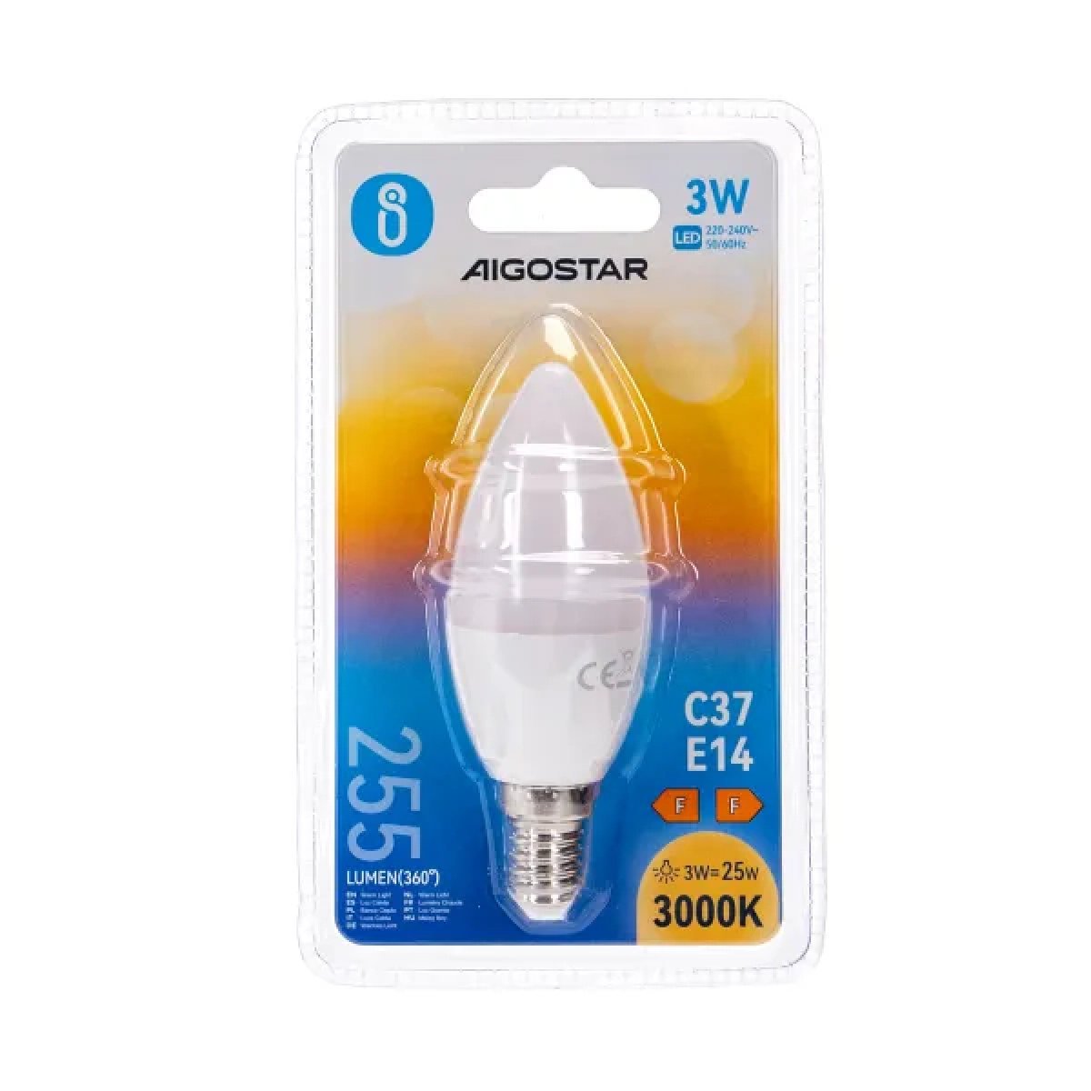 Λάμπα LED C37 E14 3W 3000K Aigostar