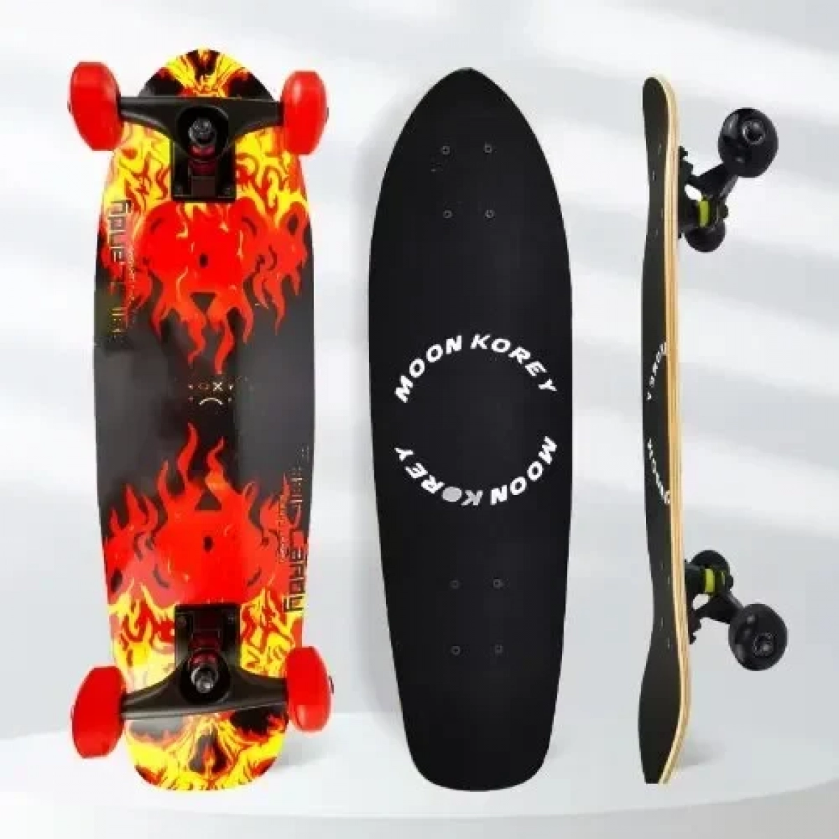 Παιδικό Skateboard 70x20 cm με Φλόγα Μαύρο 15411 - Image 3