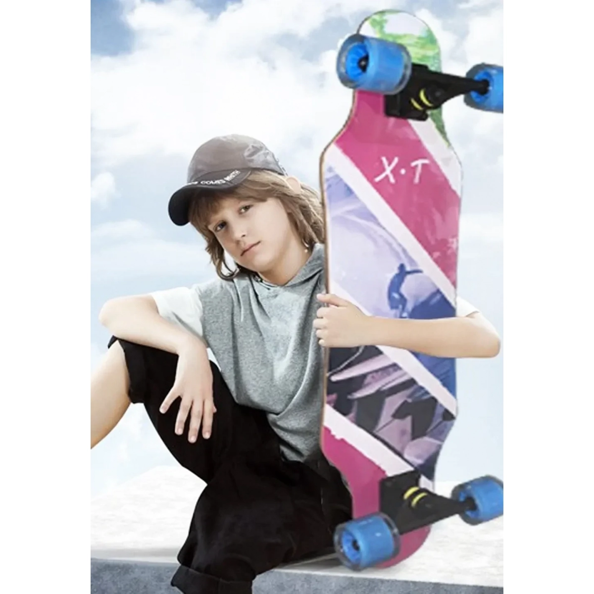 Παιδικό Skateboard 80x20cm με Σχέδιο Εικόνες Πολύχρωμο 15412