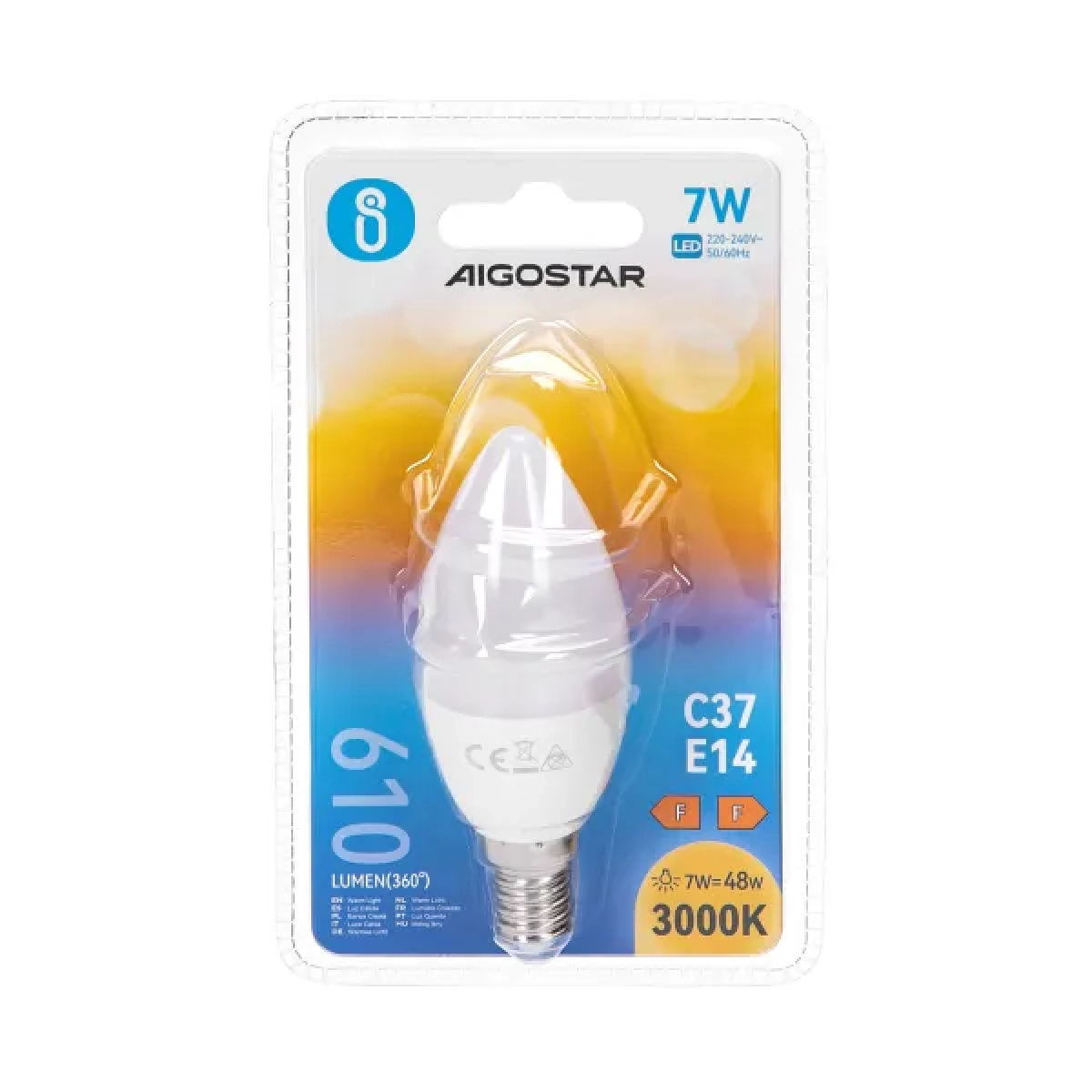 Λάμπα LED CL37 E14 7W 3000K Aigostar