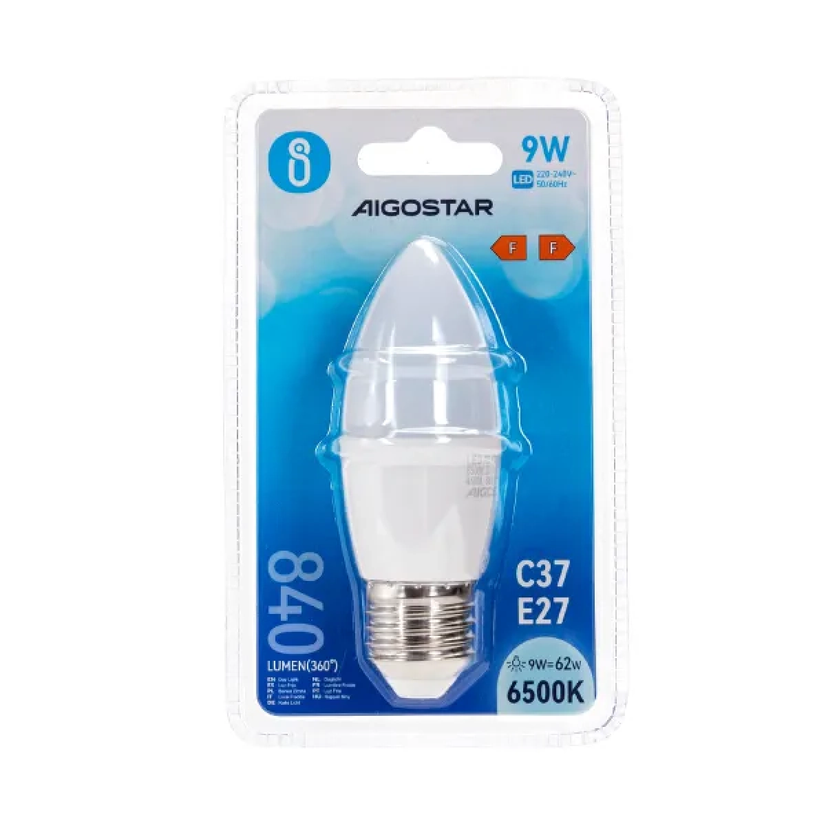 Λάμπα LED C37 E27 9W 6500K Aigostar