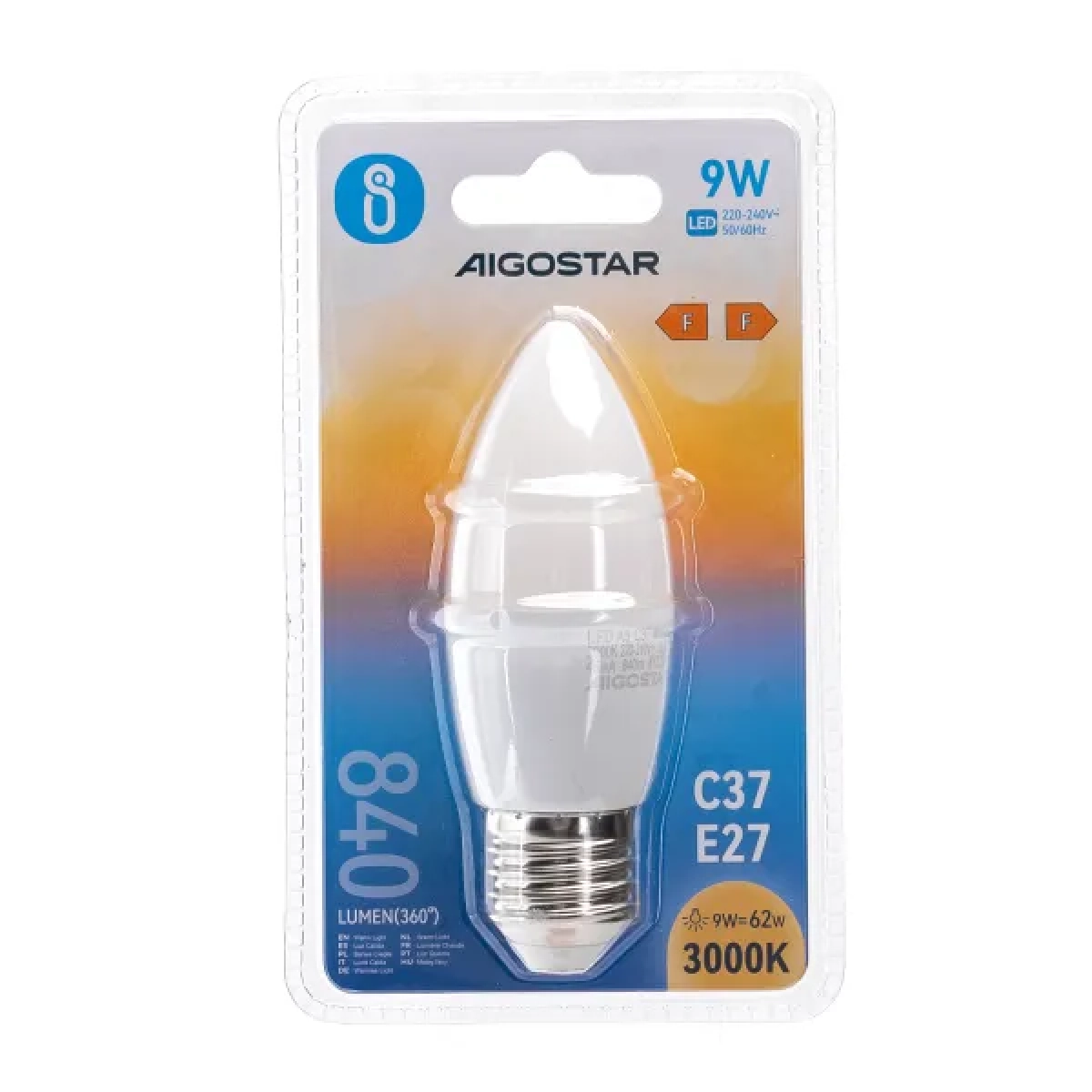 Λάμπα LED C37 E27 9W 3000K Aigostar