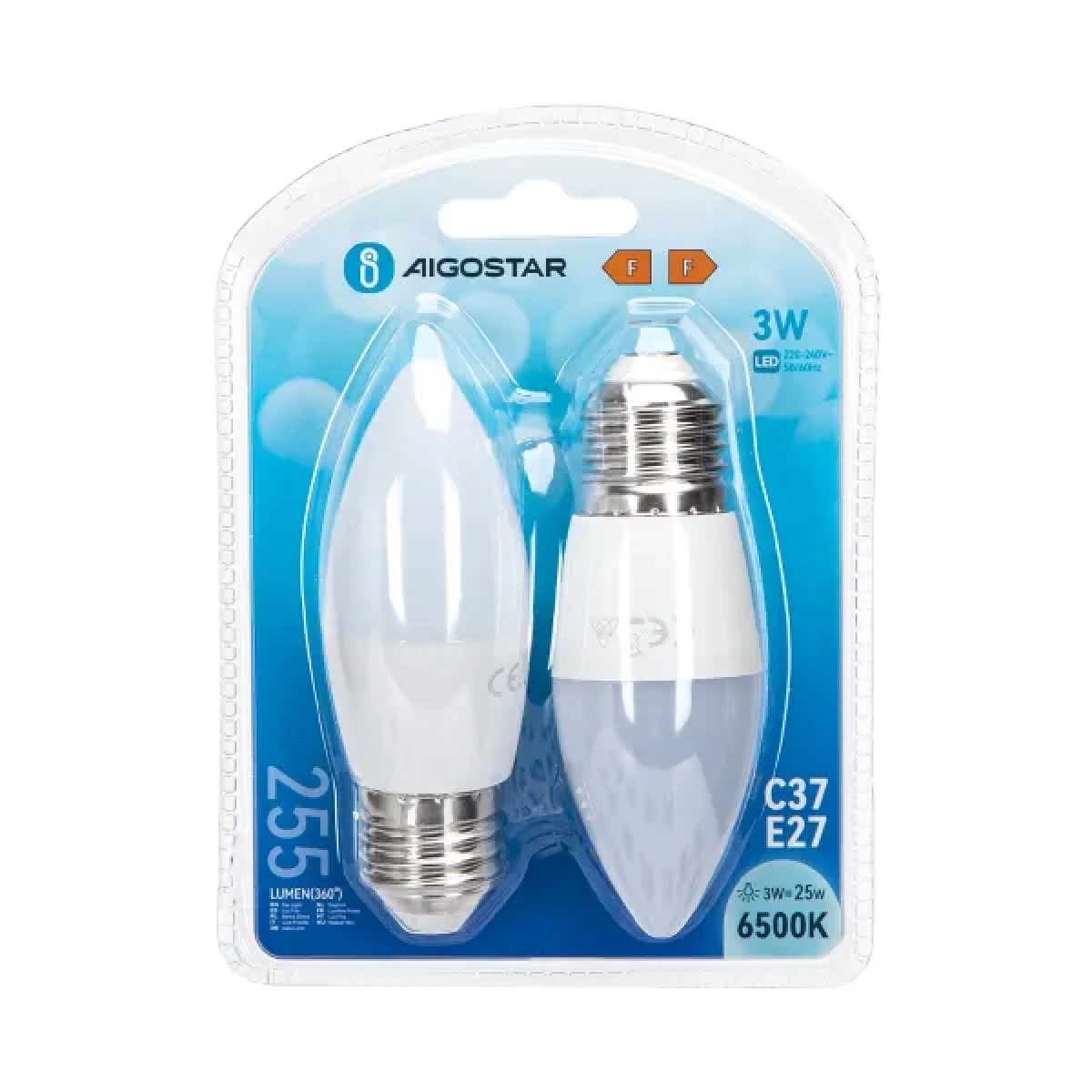 Λάμπες LED 2τμχ C37 E27 3W 6500K Aigostar