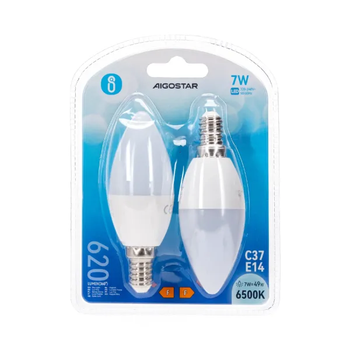 Λάμπες LED 2τμχ C37 E14 7W 6500K Aigostar