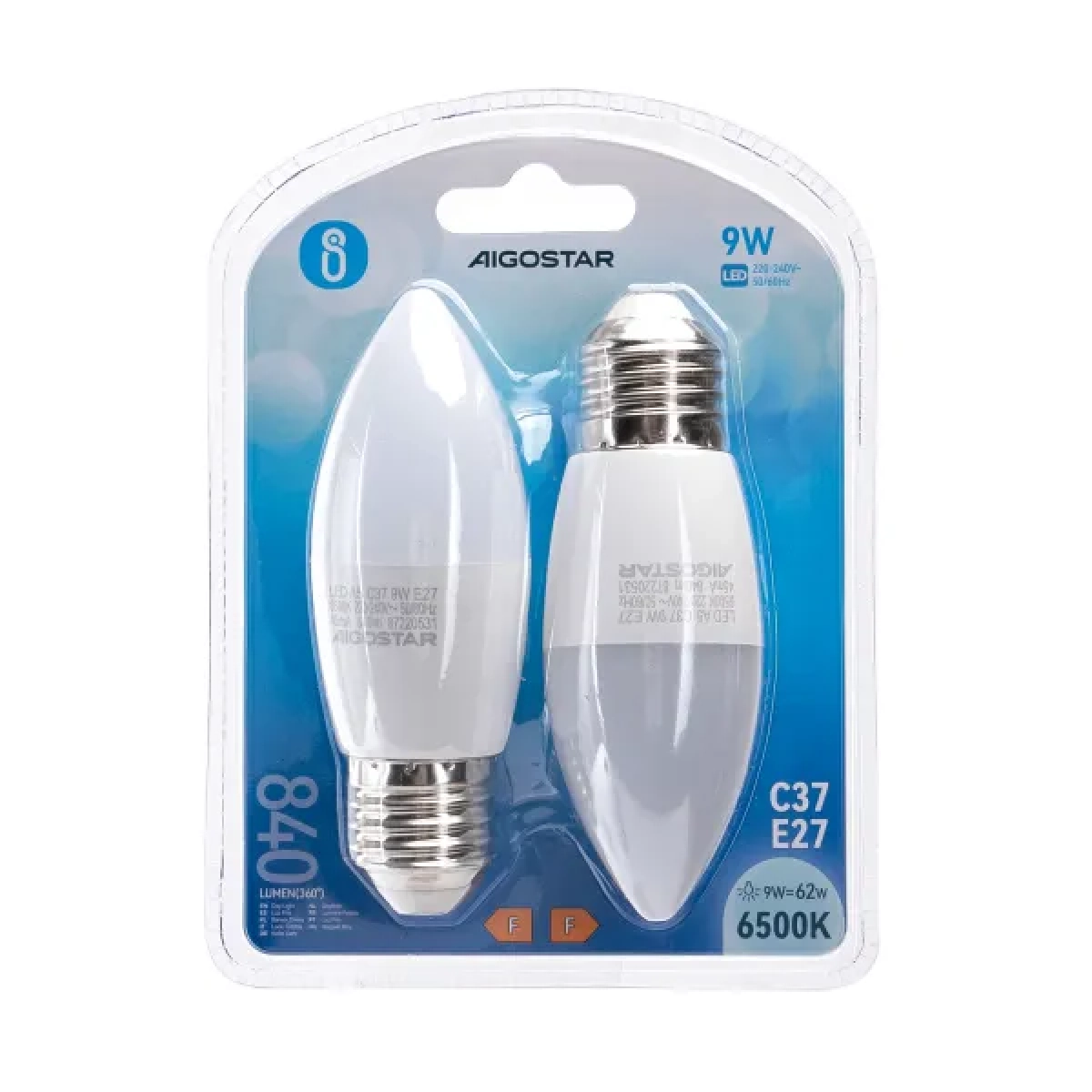 Λάμπες LED 2τμχ C37 E27 9W 6500K Aigostar