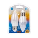 Λάμπες 2τμχ LED C37 E27 4W 3000K Aigostar