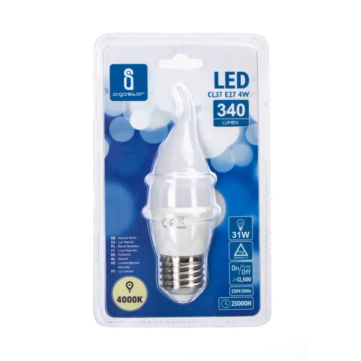 Λάμπα LED CL37 E27 4W 4000Κ Aigostar