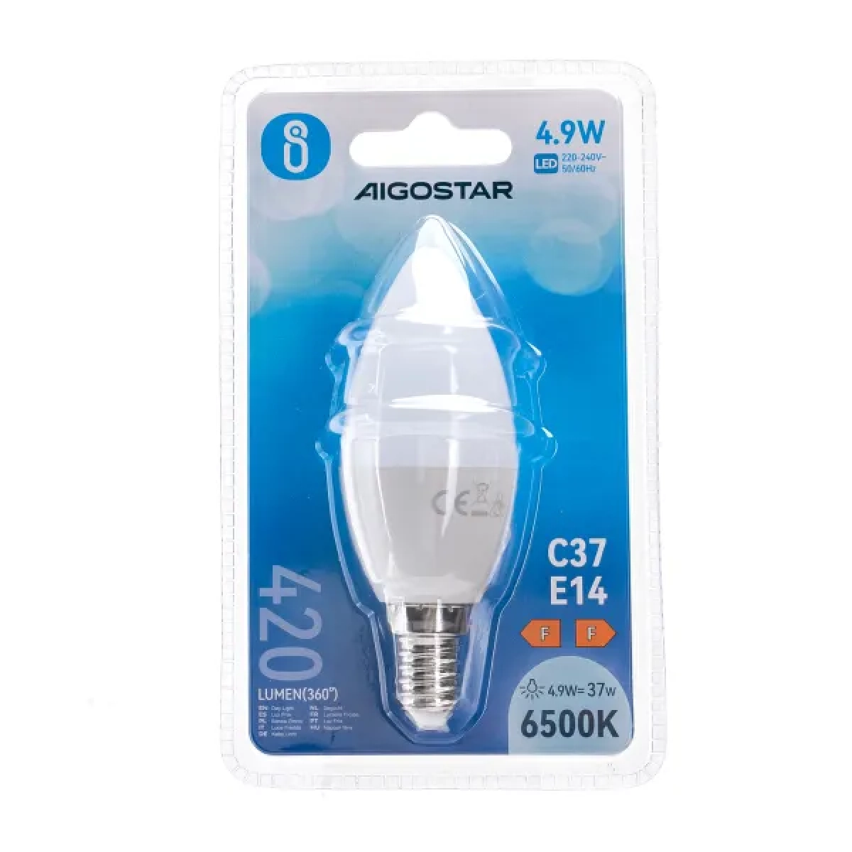 Λάμπα LED C37 E14 4,9W 6500Κ Aigostar