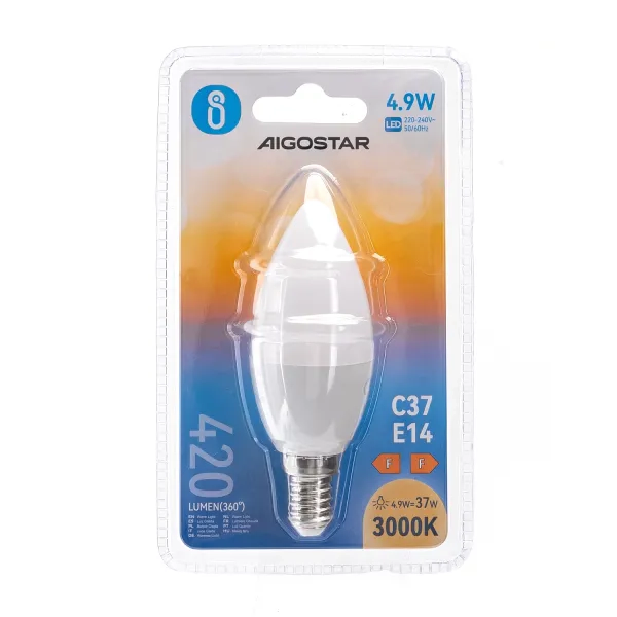 Λάμπα LED C37 E14 4,9W 3000Κ Aigostar