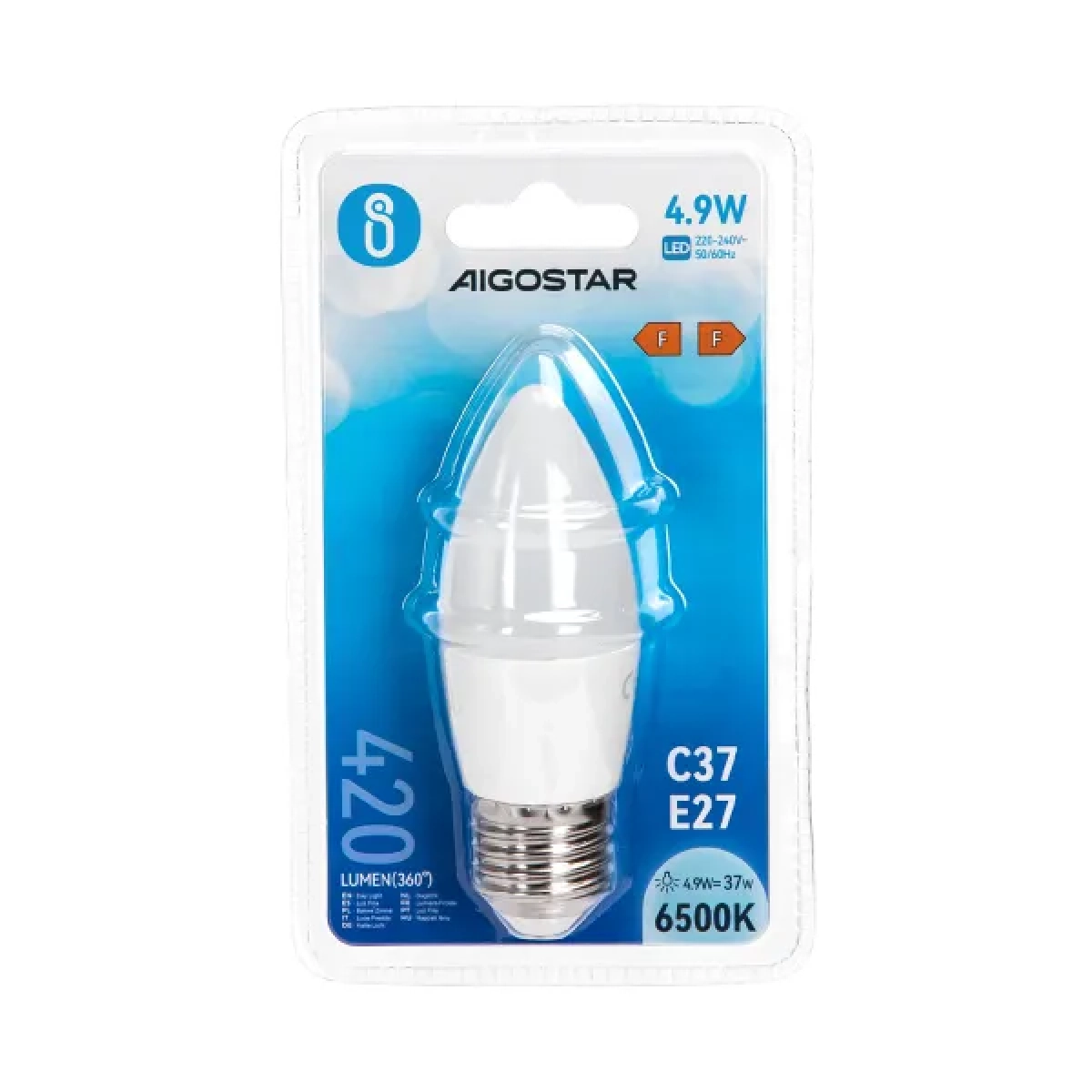 Λάμπα LED C37 E14 4,9W 6500Κ Aigostar