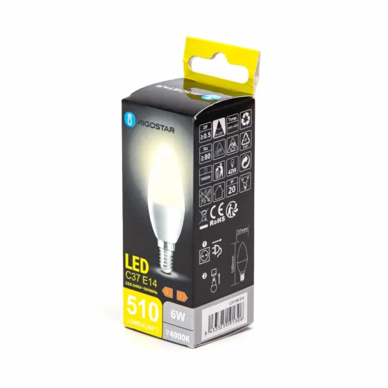 Λάμπα LED C37 E14 6W 4000K Aigostar