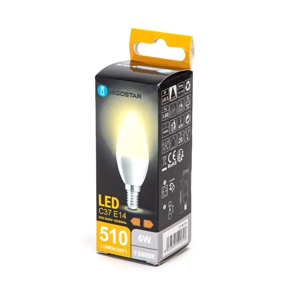 Λάμπα LED C37 E14 6W 3000K Aigostar