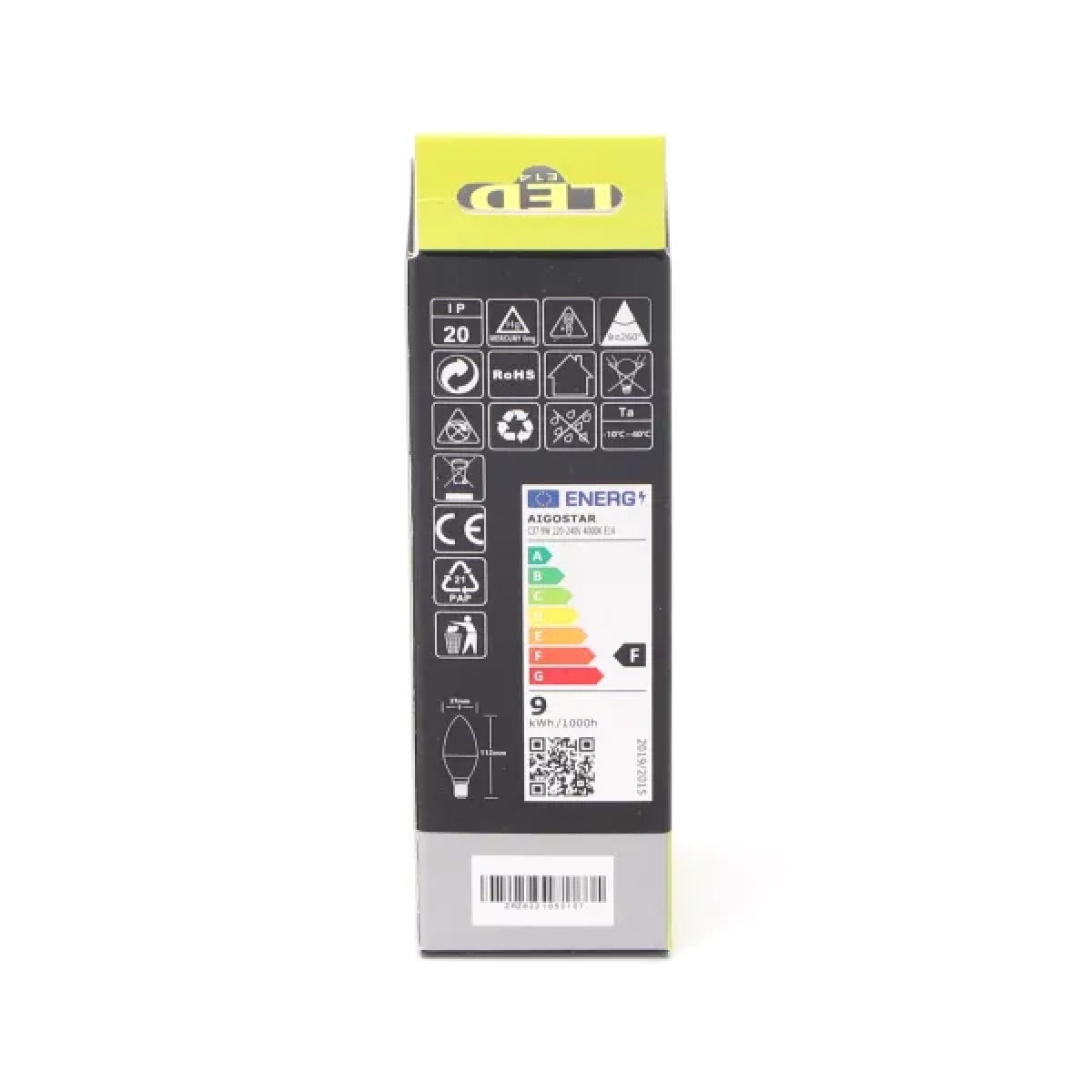 Λάμπα LED C37 E14 9W 4000K Aigostar