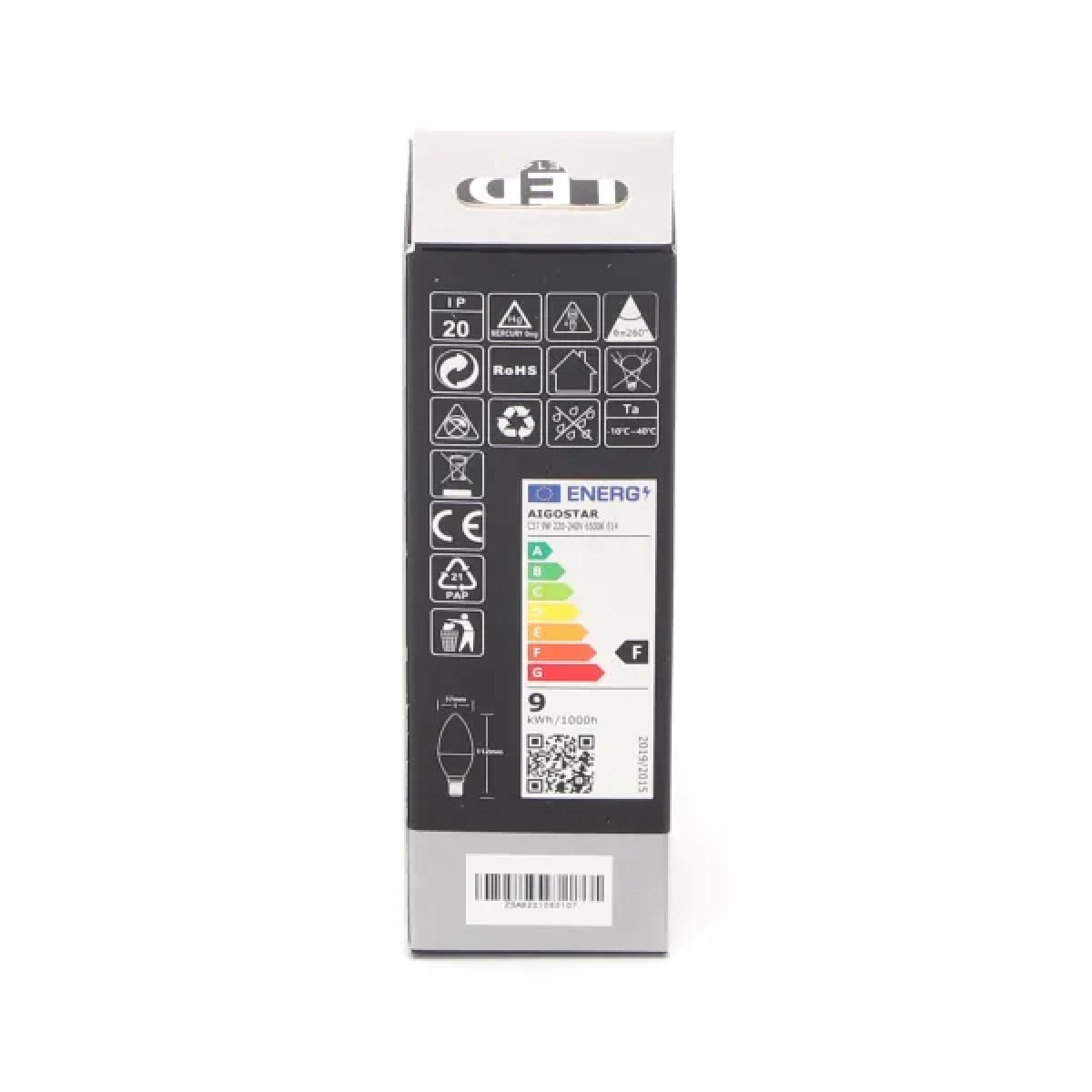 Λάμπα LED C37 E14 9W 6500K Aigostar