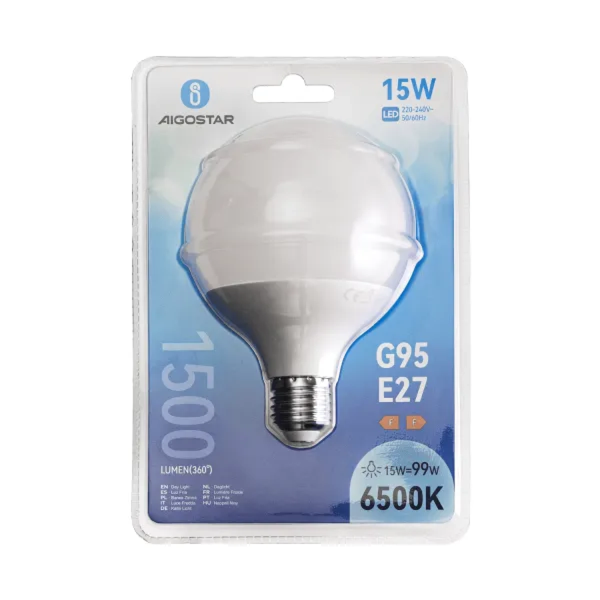 Λάμπα LED G95 E27 15W 6500K Aigostar