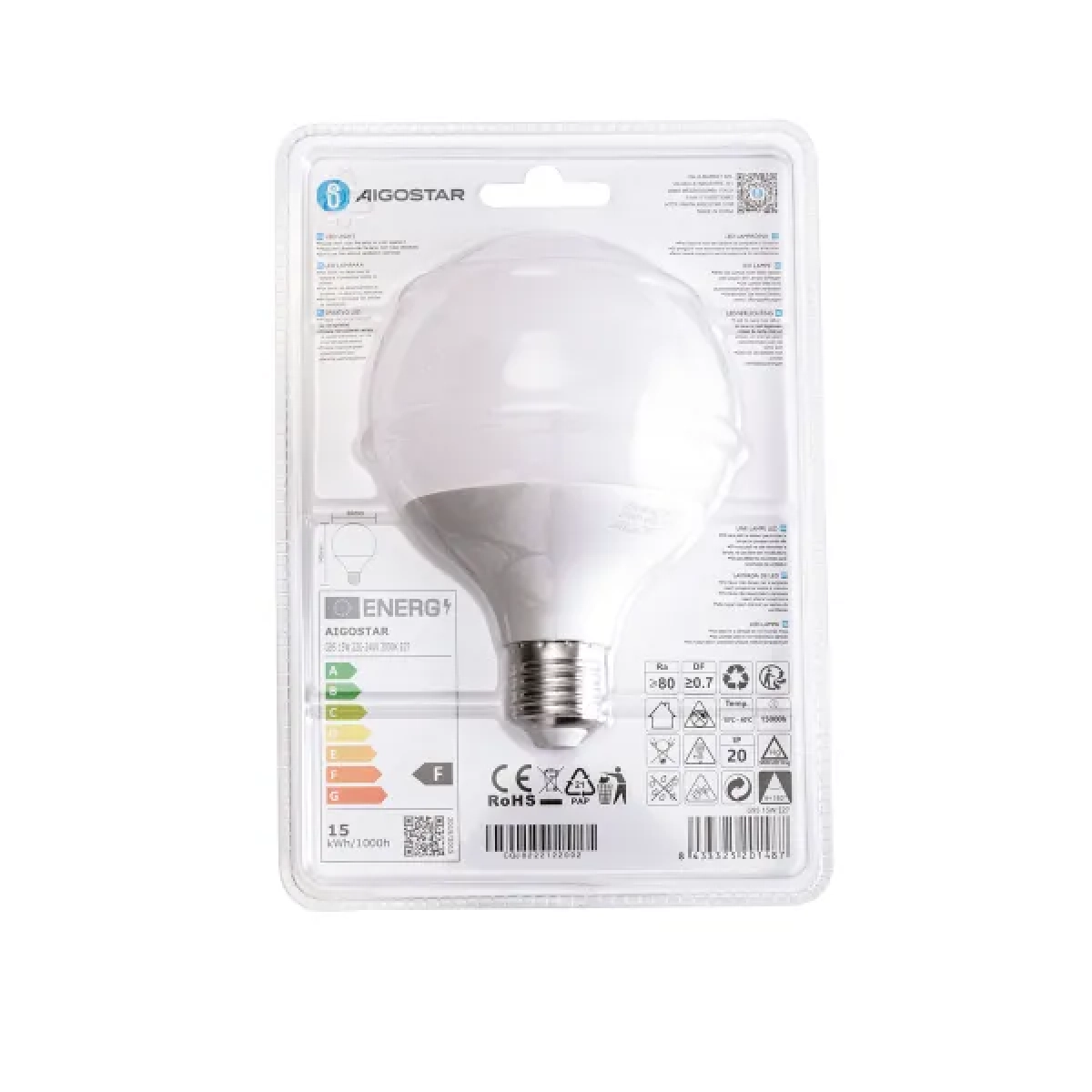 Λάμπα LED G95 E27 15W 3000K Aigostar