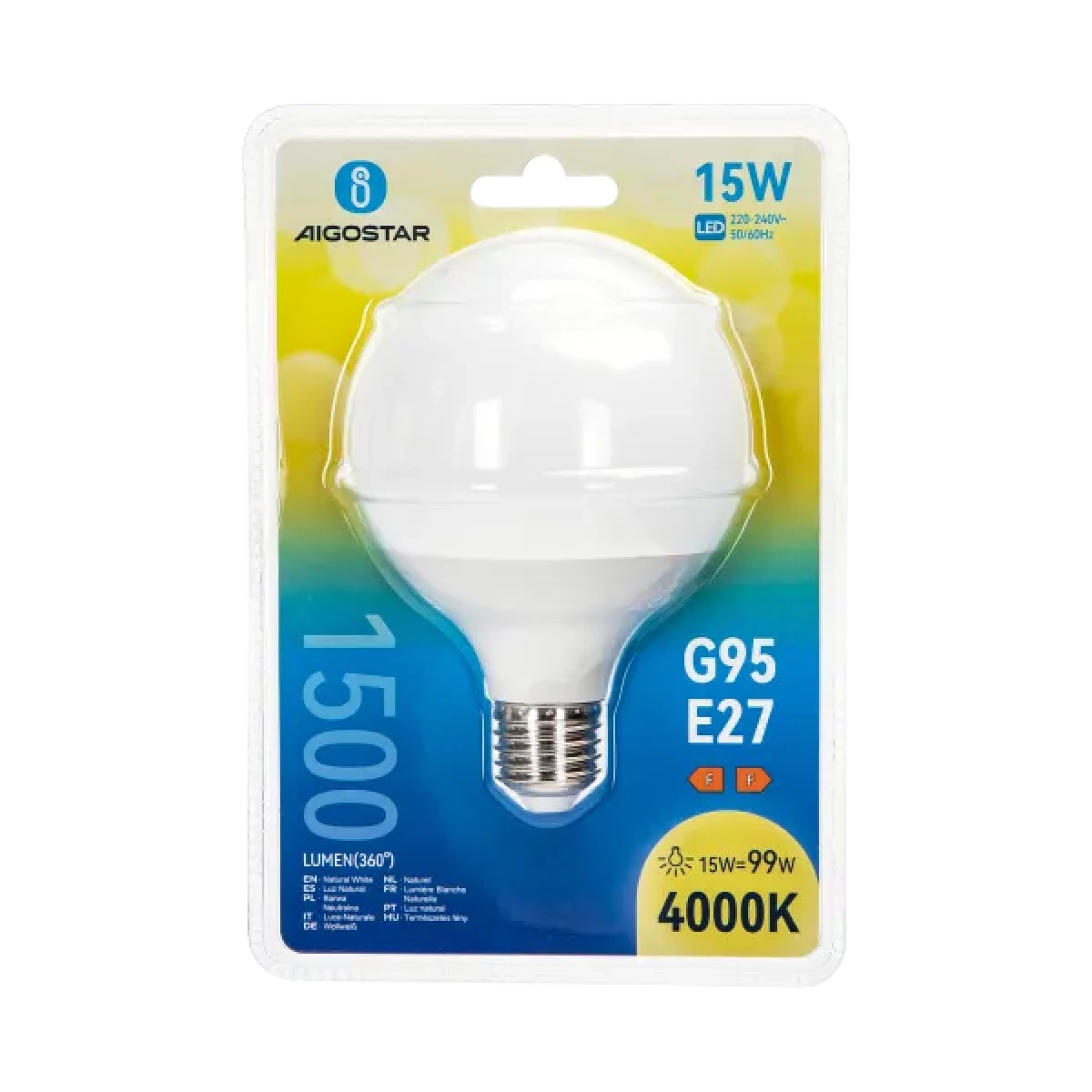 Λάμπα LED G95 E27 15W 4000K Aigostar