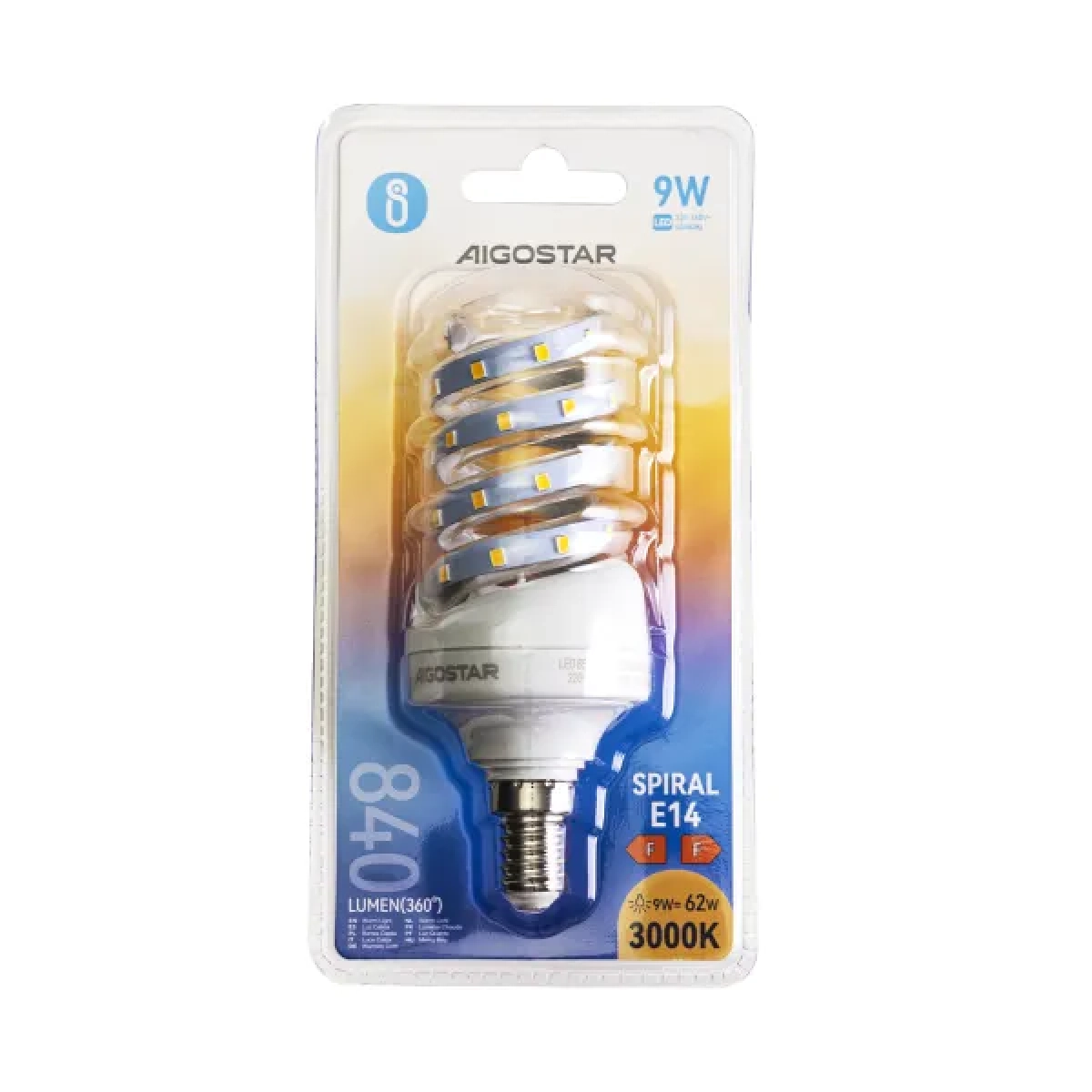 Λάμπα LED E14 9W 3000K Aigostar