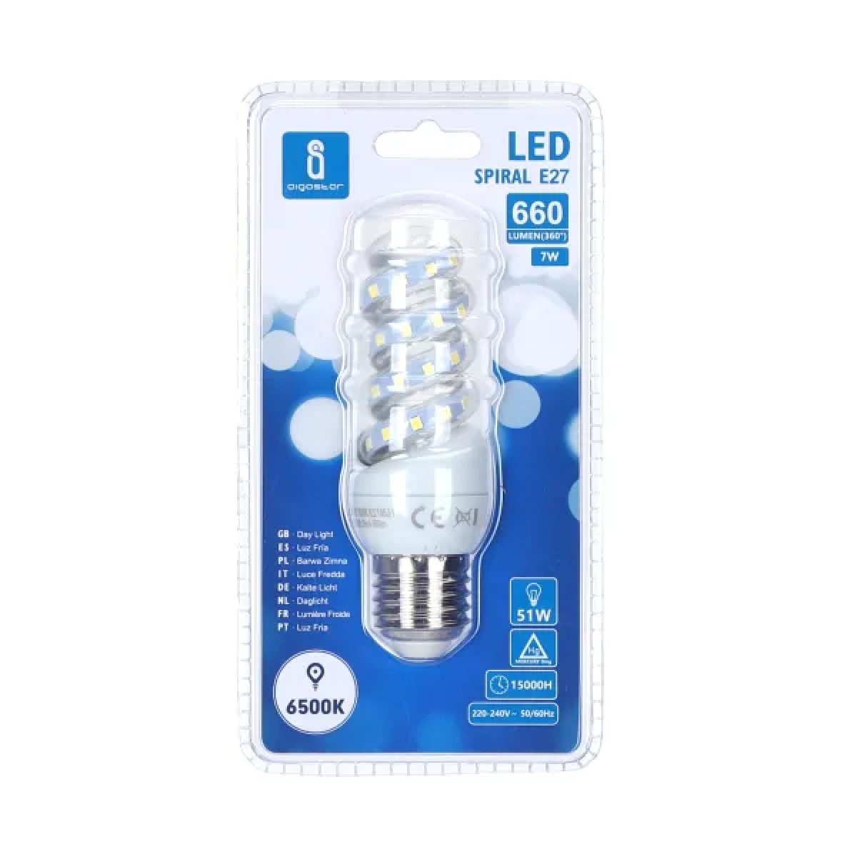 Λάμπα LED E27 7W 6500K Aigostar