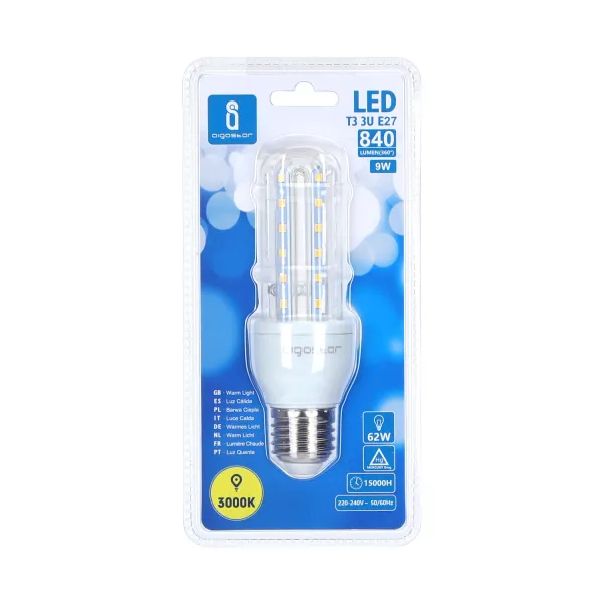 Λάμπα LED 2U E27 9W 3000K Aigostar