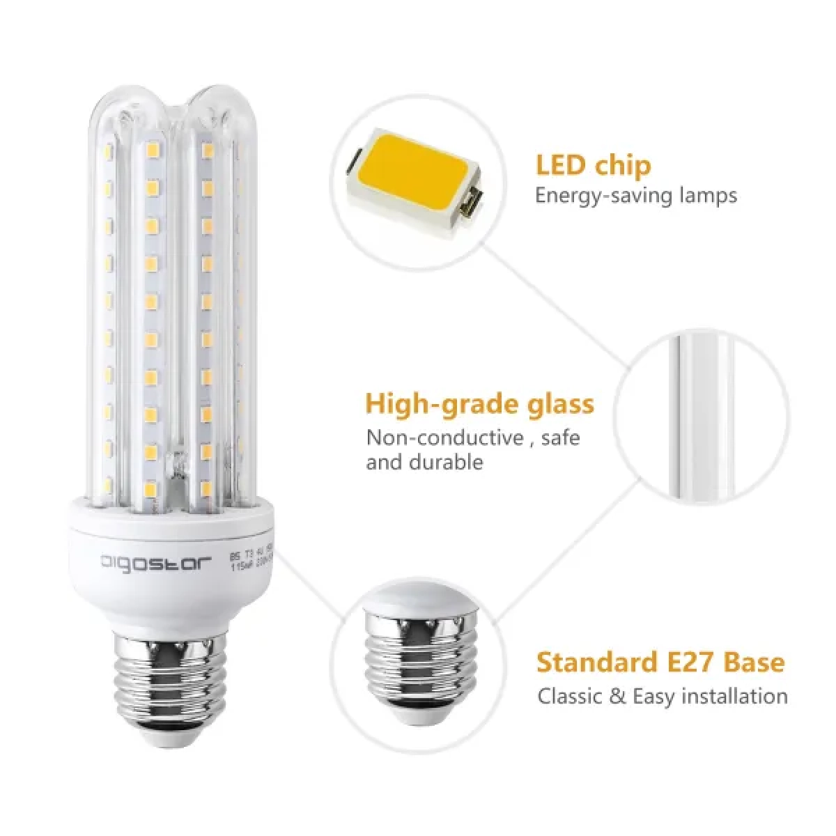Λάμπα LED 4U E27 15W 3000K Aigostar
