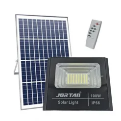 Αδιάβροχος ηλιακός προβολέας LED 100W με πάνελ και τηλεχειριστήριο Jortan Solar Flood Lamp