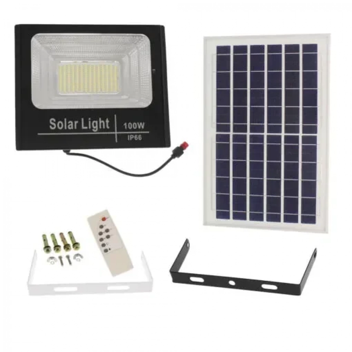 Αδιάβροχος ηλιακός προβολέας LED 100W με πάνελ και τηλεχειριστήριο Jortan Solar Flood Lamp