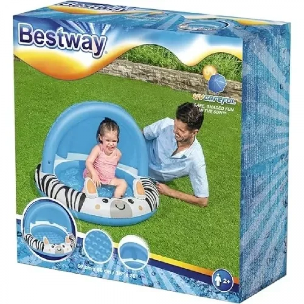Bestway Safari Sun Shaded Παιδική Πισίνα Φουσκωτή 97x97x66εκ. 52559